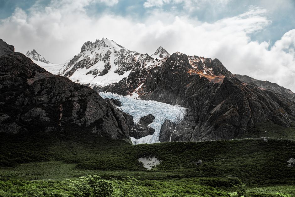 Explore the breathtaking snowcapped mountain range and glaciers of El Chaltén, Argentina.